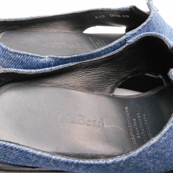 L.L. BEAN BLUE SLIDE SANDALS SHOES LEATHER LINING 6.5 SIZE HTF MADE IN MEXICO - Picture 7 of 11